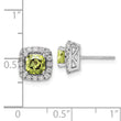 14K White Gold Lab Grown Diamond and Peridot Halo Post Earrings