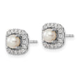 14k White Gold 3/8 carat Lab Grown Diamond VS/SI+ G+ June Birthstone Freshwater Cultered Pearl Halo Post Earrings - Birthstone Company