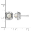 14k White Gold 3/8 carat Lab Grown Diamond VS/SI+ G+ June Birthstone Freshwater Cultered Pearl Halo Post Earrings - Birthstone Company
