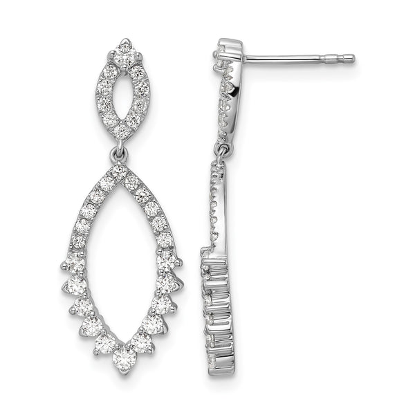 14k White Gold 7/8 carat Lab Grown Diamond VS/SI+ G+ Complete Fashion Dangle Post Earrings - Birthstone Company