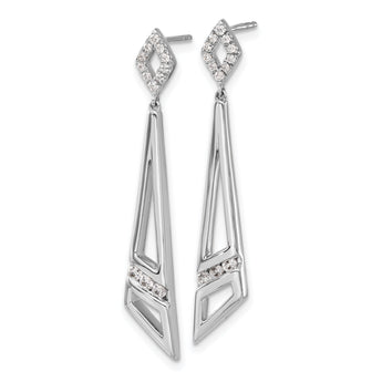 14K White Gold Lab Grown Diamond VS/SI GH, Triangles Post Dangle Ear