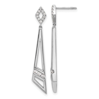 14K White Gold Lab Grown Diamond VS/SI GH, Triangles Post Dangle Ear