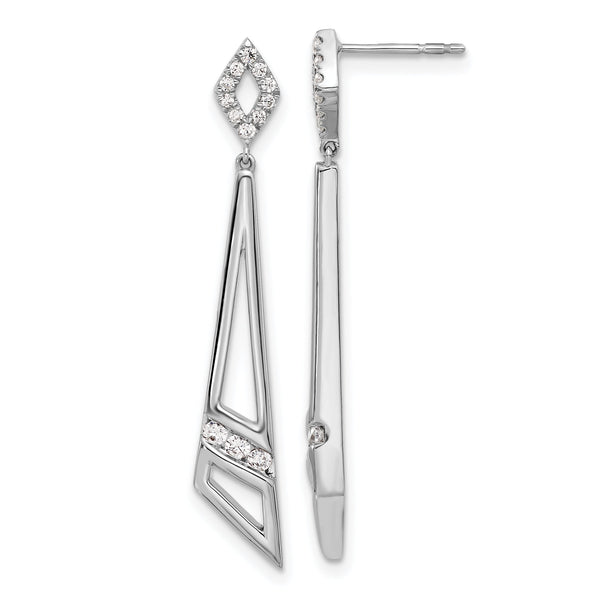 14K White Gold Lab Grown Diamond VS/SI GH, Triangles Post Dangle Ear