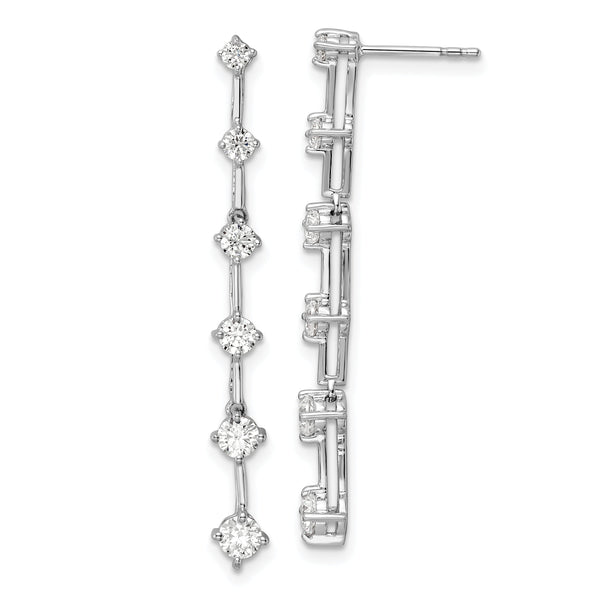 14K White Gold Lab Grown Diamond VS/SI GH, 6 Stone Post Dangle Earri