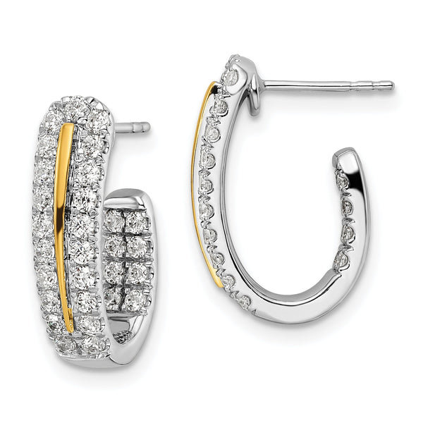 14K Two-Tone Lab Grown Diamond VS/SI GH, In and Out J-Hoop Earrings