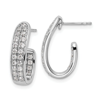 14k White Gold 1 carat Lab Grown Diamond VS/SI+ G+ Complete In and Out J-Hoop Hoop Earrings