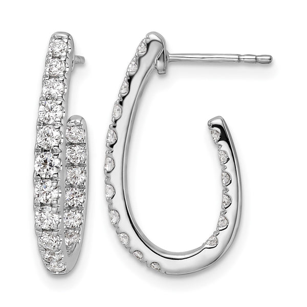 14k White Gold 1 carat Lab Grown Diamond VS/SI+ G+ Complete In and Out J-Hoop Hoop Earrings - Birthstone Company