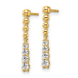 14k 1/3 carat Lab Grown Diamond VS/SI+ G+ Beaded Bar Dangle Post Earrings - Birthstone Company