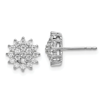 14K White Gold Lab Grown Diamond VS/SI GH, Cluster Post Earrings