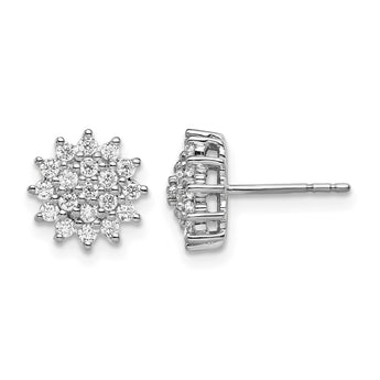 14k White Gold 1/2 carat Lab Grown Diamond VS/SI+ G+ Complete Cluster Post Earrings - Birthstone Company