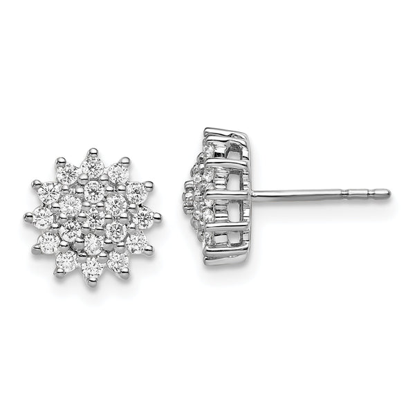 14K White Gold Lab Grown Diamond VS/SI GH, Cluster Post Earrings