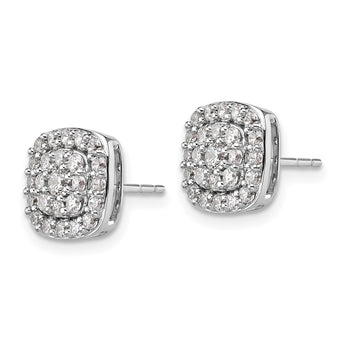 14k White Gold 7/8 carat Lab Grown Diamond VS/SI+ G+ Complete Square Halo Post Earrings - Birthstone Company