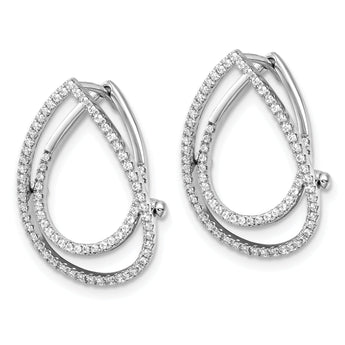 14K White Gold Lab Grown Diamond Teardrop Fashion Hinged Earrings