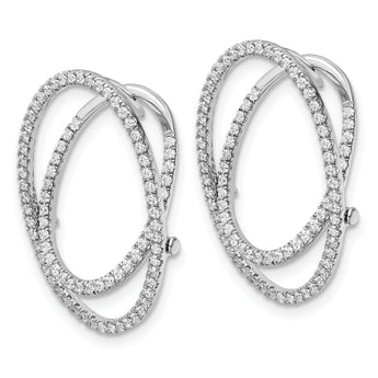 14K White Gold Lab Grown Diamond Oval Fashion Hinged Earrings