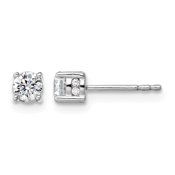 14k White Gold 1/2 carat Lab Grown Diamond VS/SI+ G+ Complete Stud Post Earrings - Birthstone Company