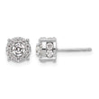 10k White Gold 1 carat Lab Grown Diamond VS/SI+ G+ Complete Round Fashion Halo Post Earrings - Birthstone Company