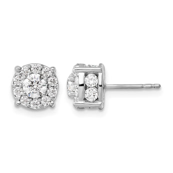 10K White Gold 1 1/2 ct Lab-Created Diamond VS/SI+ G+ Halo Earrings - Birthstone Company