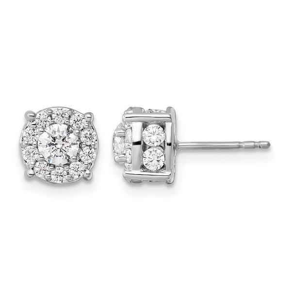 10K White Gold 1 1/2 ct Lab-Created Diamond VS/SI+ G+ Halo Earrings - Birthstone Company