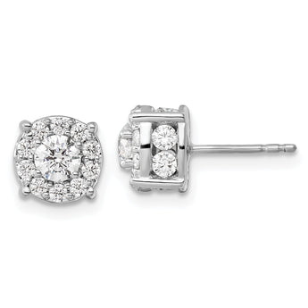 10K White Gold 1 1/2 ct Lab-Created Diamond VS/SI+ G+ Halo Earrings