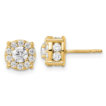14K Yellow Gold 1 1/2 ct Lab-Created Diamond VS/SI+ G+ Halo Earrings