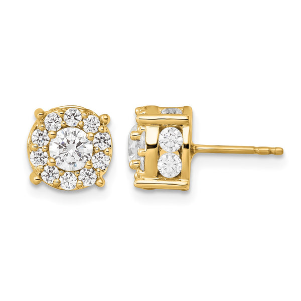 10K Yellow Gold 2 ct Lab-Created Diamond VS/SI+ G+ Halo Earrings - Birthstone Company