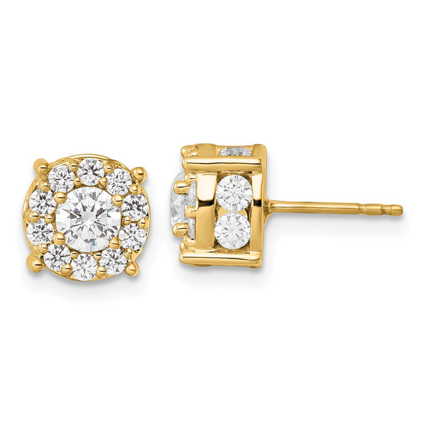 10K Yellow Gold 2 ct Lab-Created Diamond VS/SI+ G+ Halo Earrings