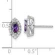14K White Gold Lab Grown Diamond and Amethyst Post Earrings