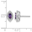 14k White Gold 1/5 carat Lab Grown Diamond VS/SI+ G+ and Amethyst February Birthstone Post Earrings - Birthstone Company