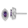 14K White Gold Lab Grown Diamond and Amethyst Post Earrings