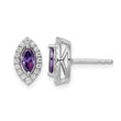 14k White Gold 1/5 carat Lab Grown Diamond VS/SI+ G+ and Amethyst February Birthstone Post Earrings - Birthstone Company
