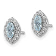 14k White Gold 1/5 carat Lab Grown Diamond VS/SI+ G+ and Aquamarine March Birthstone Post Earrings - Birthstone Company
