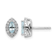 14k White Gold 1/5 carat Lab Grown Diamond VS/SI+ G+ and Aquamarine March Birthstone Post Earrings - Birthstone Company