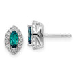 14K White Gold Lab Grown Diamond and Created Alexandrite Post Earrings