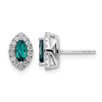 14k White Gold 1/5 carat Lab Grown Diamond VS/SI+ G+ and Lab Created Alexandrite June Birthstone Post Earrings - Birthstone Company