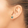14K White Gold Lab Grown Diamond and Created Emerald Post Earrings