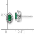 14K White Gold Lab Grown Diamond and Created Emerald Post Earrings