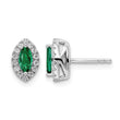 14k White Gold 1/5 carat Lab Grown Diamond VS/SI+ G+ and Lab Created Emerald May Birthstone Post Earrings - Birthstone Company