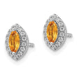 14k White Gold 1/5 carat Lab Grown Diamond VS/SI+ G+ and Citrine November Birthstone Post Earrings - Birthstone Company