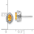 14K White Gold Lab Grown Diamond and Citrine Post Earrings