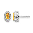14k White Gold 1/5 carat Lab Grown Diamond VS/SI+ G+ and Citrine November Birthstone Post Earrings - Birthstone Company