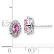 14K White Gold Lab Grown Diamond and Cr Pink Sapphire Post Earrings