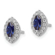 14K White Gold Lab Grown Diamond and Cr Blue Sapphire Post Earrings