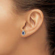 14K White Gold Lab Grown Diamond and Cr Blue Sapphire Post Earrings