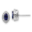 14K White Gold Lab Grown Diamond and Cr Blue Sapphire Post Earrings