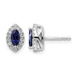 14k White Gold 1/5 carat Lab Grown Diamond VS/SI+ G+ and Lab Created Blue Sapphire September Birthstone Post Earrings - Birthstone Company