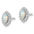 14k White Gold 1/5 carat Lab Grown Diamond VS/SI+ G+ and Lab Created Opal October Birthstone Post Earrings - Birthstone Company