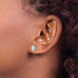 14k White Gold 1/5 carat Lab Grown Diamond VS/SI+ G+ and Lab Created Opal October Birthstone Post Earrings - Birthstone Company