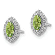 14K White Gold Lab Grown Diamond and Peridot Post Earrings