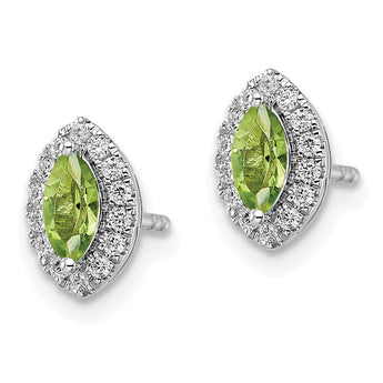 14K White Gold Lab Grown Diamond and Peridot Post Earrings