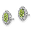 14k White Gold 1/5 carat Lab Grown Diamond VS/SI+ G+ and Peridot August Birthstone Post Earrings - Birthstone Company